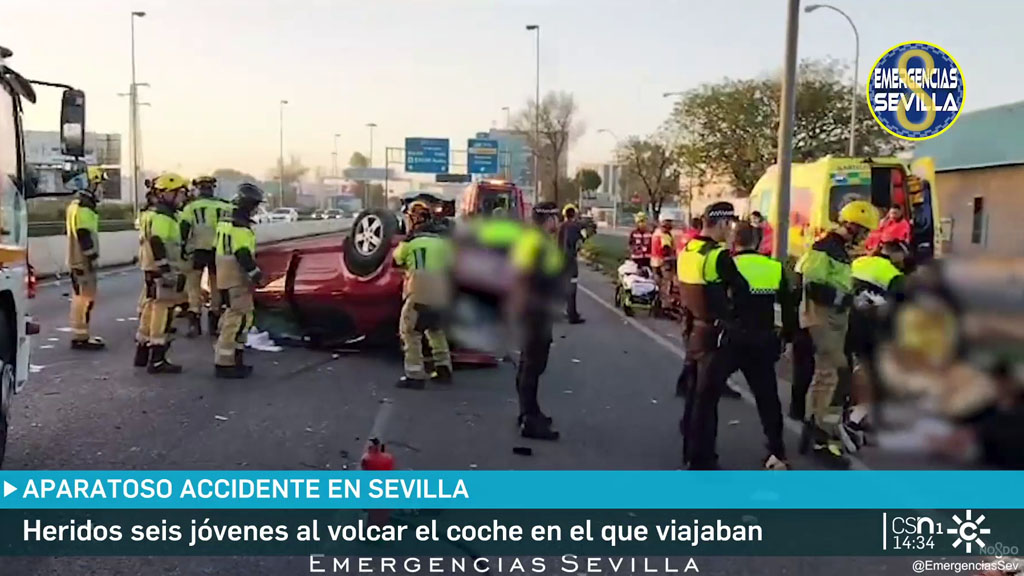 Seis Jóvenes Heridos Al Volcar Su Coche En La Ronda Norte De Sevilla 6723